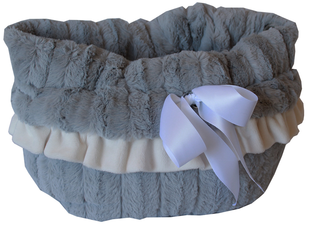 Grey Reversible Snuggle Bugs Pet Bed, Bag, and Car Seat All-in-One